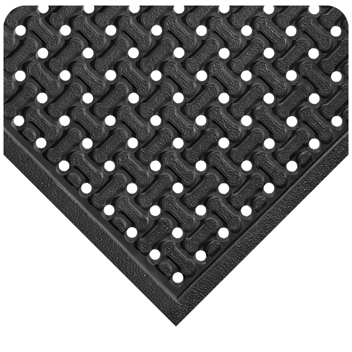 Flow Thru - Reversible Drainage Safety Mats - Grease Resistant SBR, Black