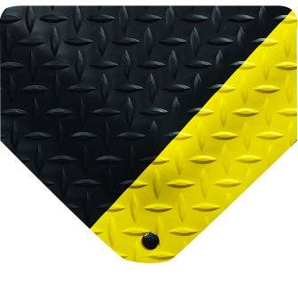 Diamond-Plate SpongeCote Floor Matting - Black with Yellow Borders