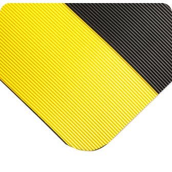 Double Duty Anti-Fatigue Switchboard Corrugated Mat - Black w/ Yellow Borders
