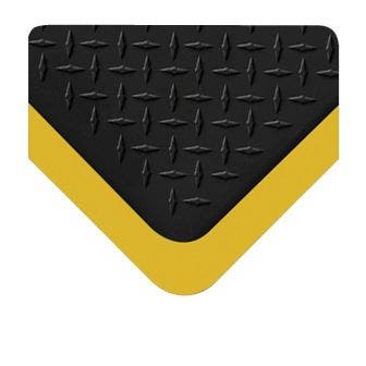 Smart Step Maxum Dual - Diamond-Plate No-Slip Floor Mat by Wellness Mats - Black w Yellow Border