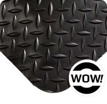 Wearwell Diamond-Plate SpongeCote Anti-fatigue Floor Mat with WOW! No-Slide Finish - Black