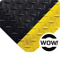 Ultra-Soft Diamond-Plate SpongeCote with WOW! No-slide Finish - Black with Yellow Borders