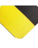 Corrugated SpongeCote - Black with Yellow Borders Anti Fatigue Mats