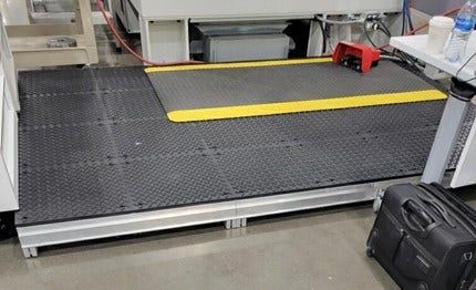 Wearwell's Foundation work platform and Diamond-Plate mat installed at helicopter manufacturing plant.