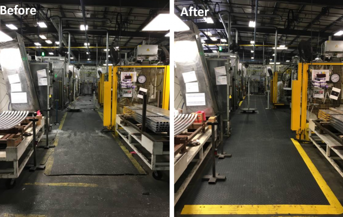 Before and After Image of ErgoDeck Installation